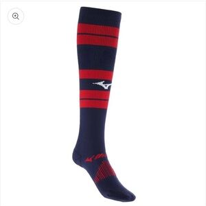 4 Pairs of Mizuno Retro Performance Over-the-Calf Socks in Navy and Red